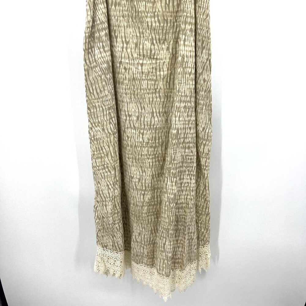 Soft Surroundings Tan Crochet Trim Boho Maxi Dress Swim Cover XS Oversize - Picture 7 of 7